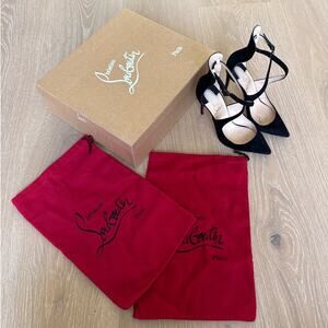 Louboutin Marlenarock 100 Veau Velours Size 36.5 in Black and Red